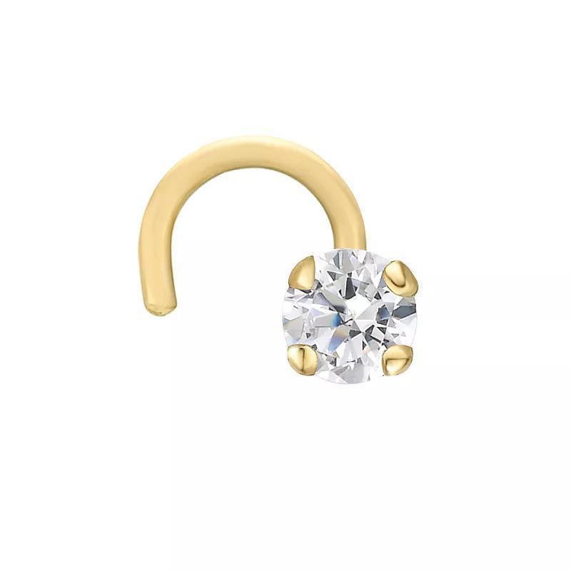 Lila Moon 14k Gold Curved Prong Diamond Accent Nose Stud, Womens, 14k Whgold Product Image