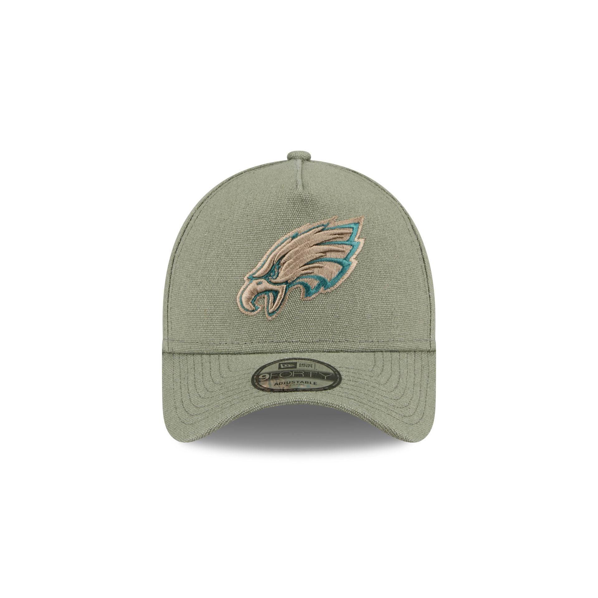 Philadelphia Eagles Logo Essentials Olive 9FORTY A-Frame Snapback Hat Male Product Image