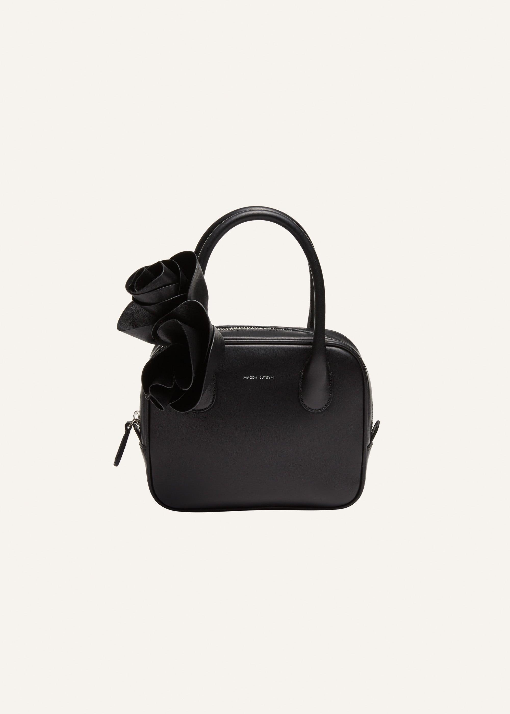 Brigitte square bag in black leather and silver Product Image