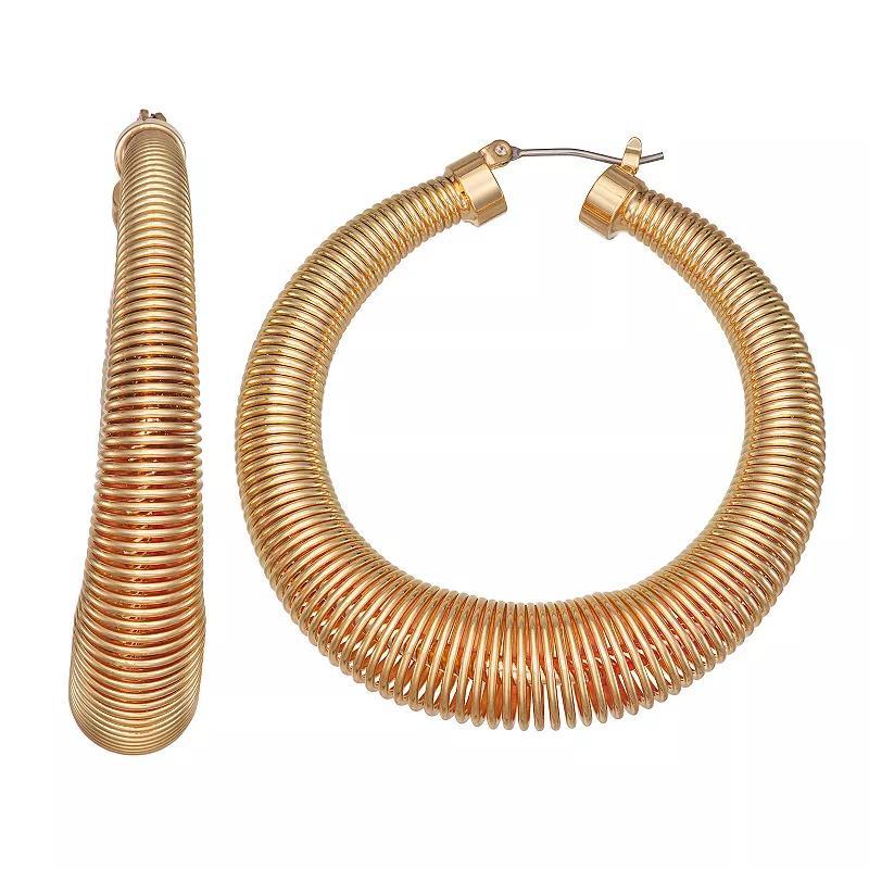 Nine West Gold Tone Tight Thick Coil Hoop Earrings, Womens Product Image