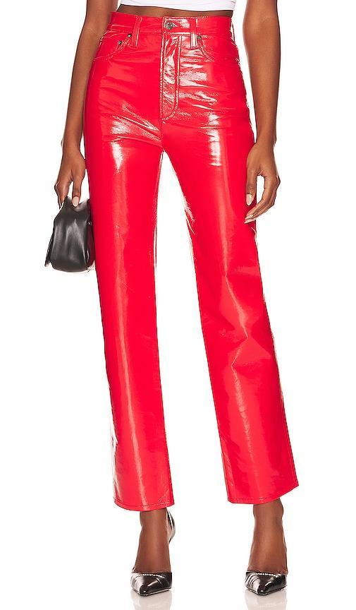 AGOLDE Recycled Leather 90s Pinch Waist in Red Product Image