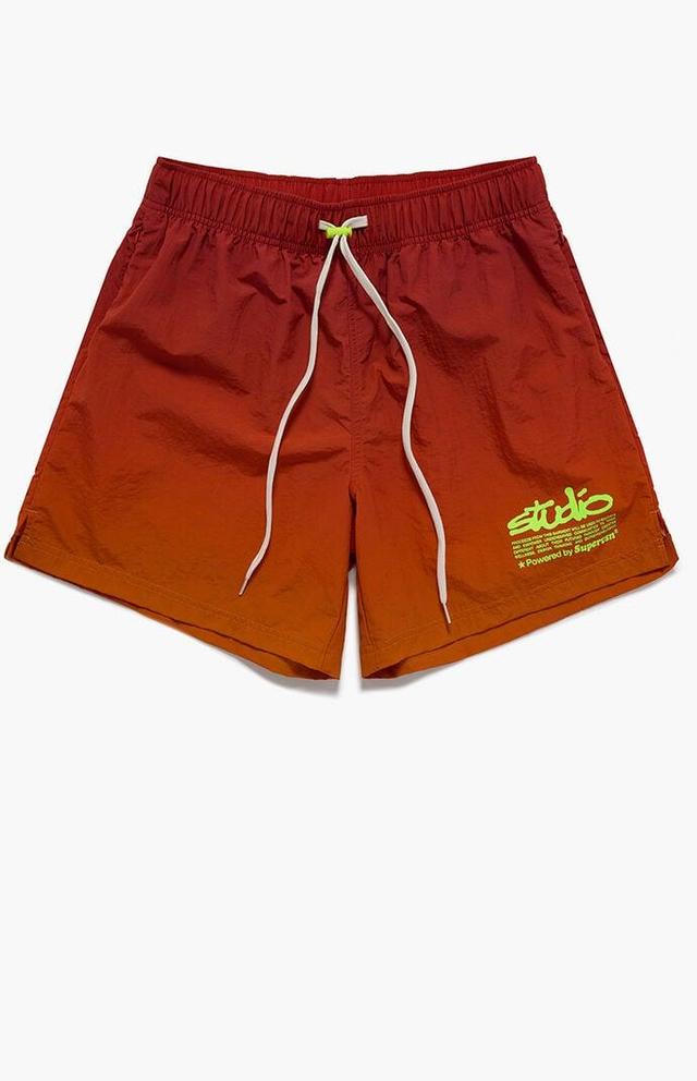 Studio by Supervsn Men's Harmony Nylon Shorts in Red/Orange - Product Image