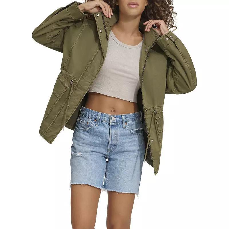 Womens Levis Lightweight Stand Collar Anorak Military Jacket Green Product Image