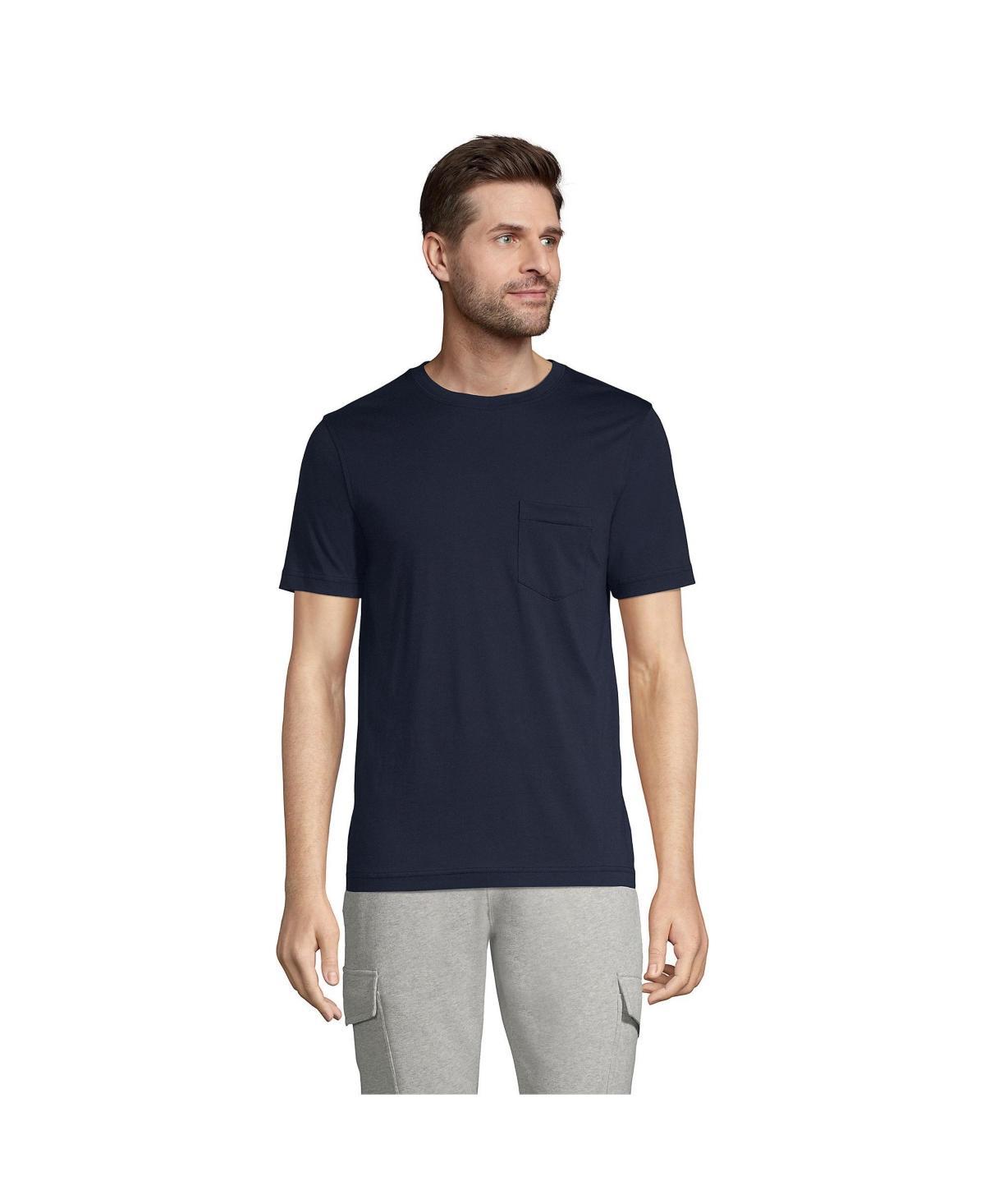 Mens Lands End Supima Pocket Tee Light Gray Grey Product Image