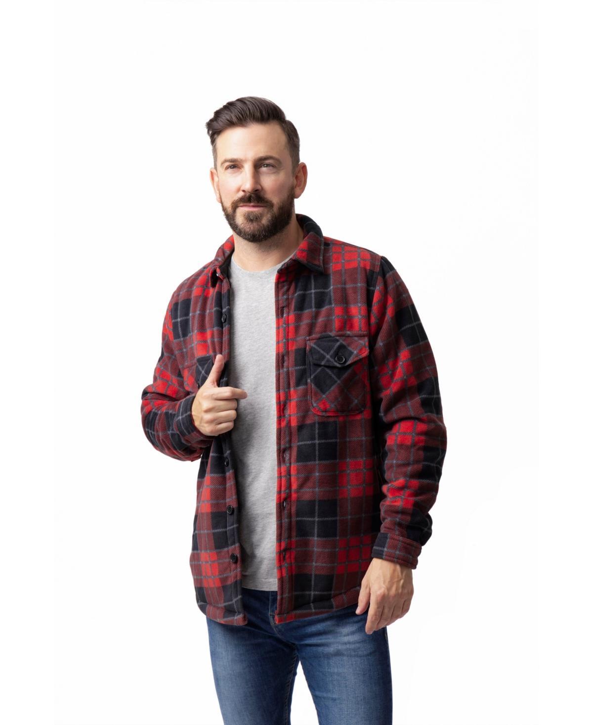 Heat Holders Mens Jax Long Sleeve Plaid Shirt Jacket - Crimson Product Image