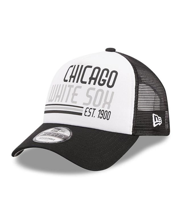 Mens New Era /Black Chicago Sox Stacked A-Frame Trucker 9FORTY Adjustable Hat Product Image