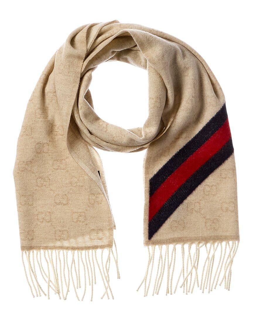 Gg Web Nikky Wool Scarf In White Product Image