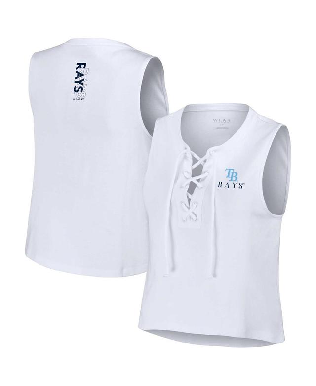 Womens Wear by Erin Andrews White Tampa Bay Rays Lace-Up Tank Top Product Image