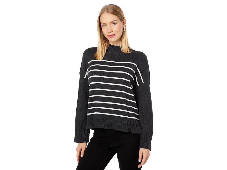 Lilla P Easy Striped Mock Neck Cashmere-Blend Sweater Product Image