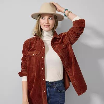 a.n.a Corduroy Womens Long Sleeve Oversized Button-Down Shirt Product Image