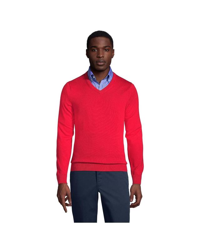 Lands End Mens School Uniform Cotton Modal Fine Gauge V-neck Sweater Product Image