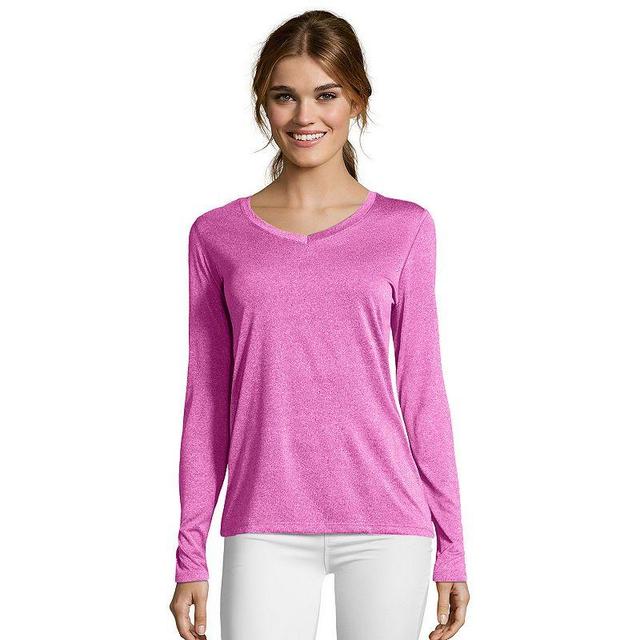 Womens Hanes Cool Dri Long-Sleeve Performance V-Neck Tee Product Image