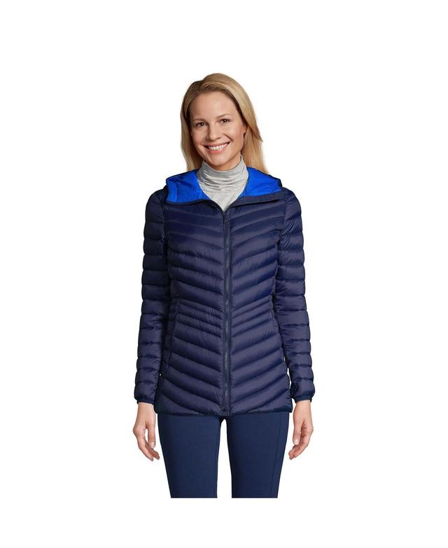 Womens Lands End Hooded Down Wanderweight Ultralight Packable Jacket Product Image