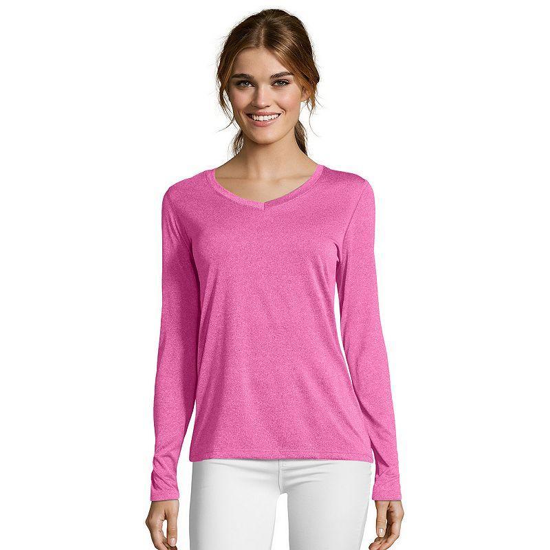 Womens Hanes Cool Dri Long-Sleeve Performance V-Neck Tee Product Image