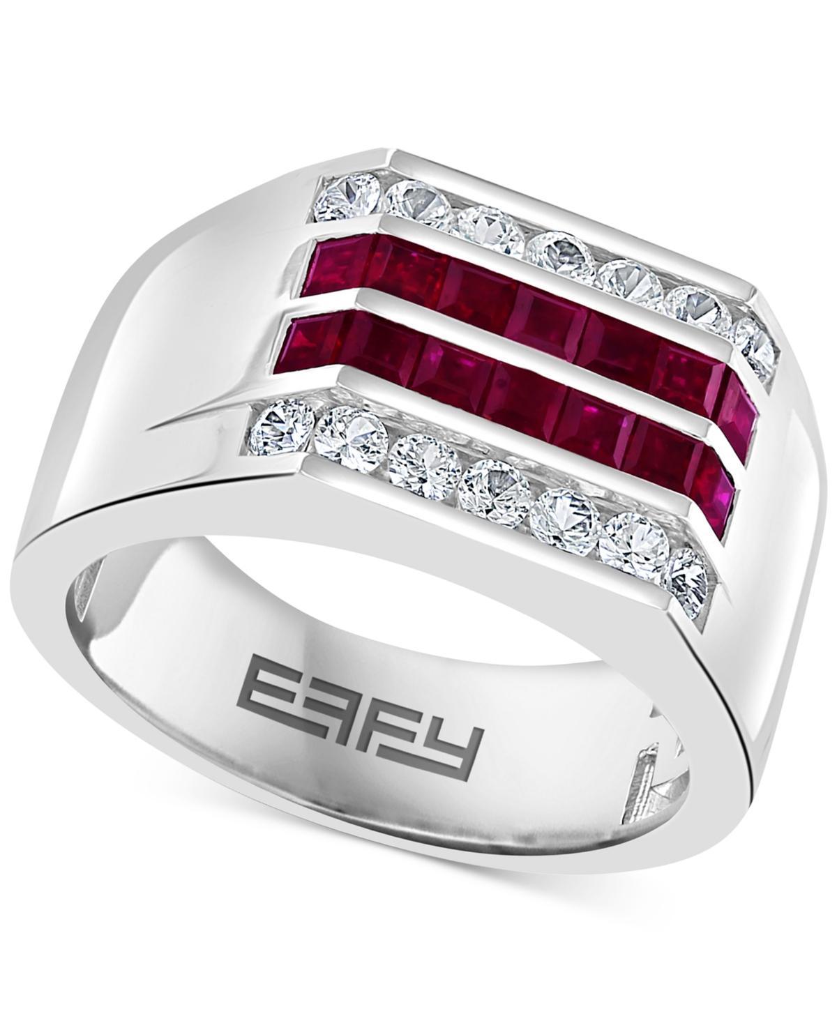 Effy Mens Ruby (1 ct. t.w.) & White Sapphire (1-1/4 ct. t.w.) Ring in Sterling Silver Product Image