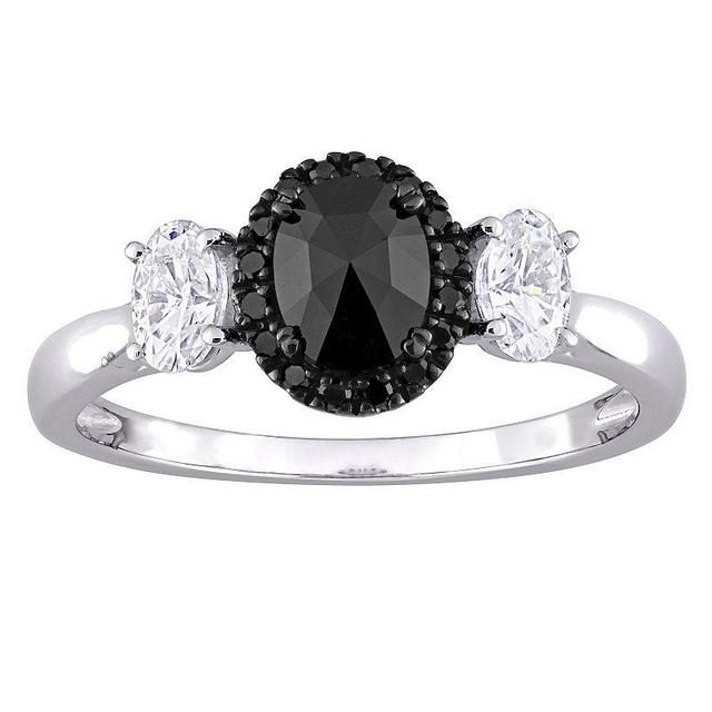 Stella Grace 10k White Gold 3/5 Carat T.W. Black & White Diamond & 3/8 Carat T.W. Lab-Created Moissanite Engagement Ring, Womens Product Image