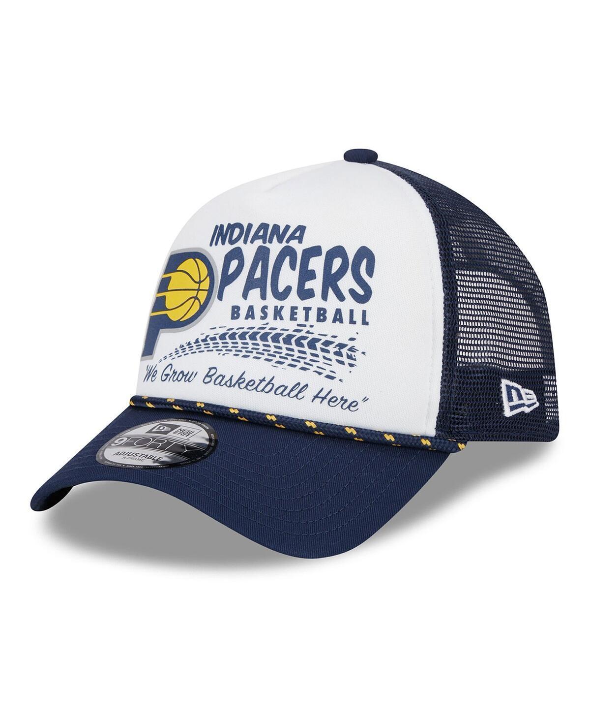 Mens New Era /Navy Indiana Pacers 2024 NBA All-Star Game Burnout Print A-Frame 9FORTY Trucker Hat Product Image