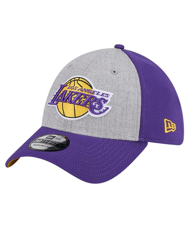 New Era Mens Heather Gray Los Angeles Lakers Two-Tone 39THIRTY Flex Hat - Heather Gray, Purple Product Image