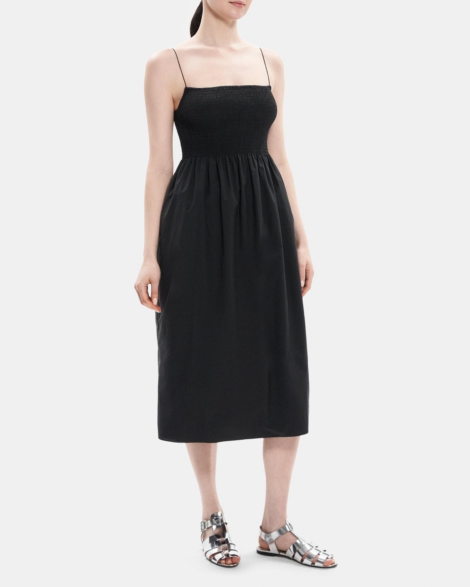 Smocked Midi Dress in Cotton-Nylon Product Image