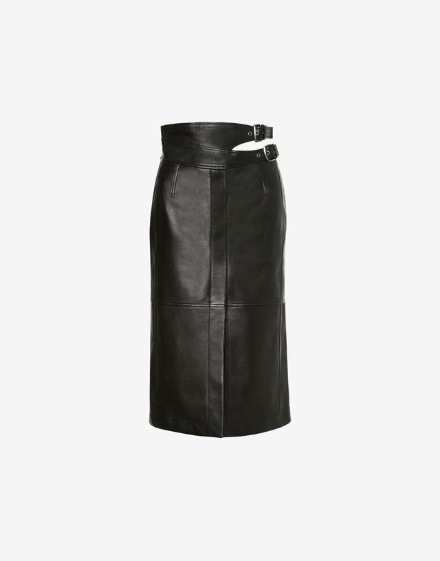 Glossy nappa leather midi skirt Product Image