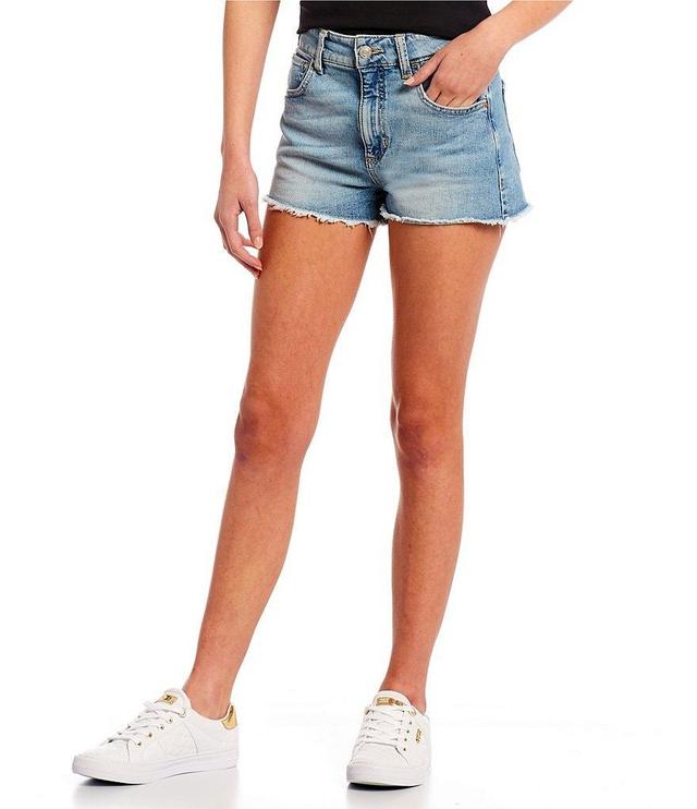 Guess Vintage Mom Frayed Hem Denim Shorts Product Image