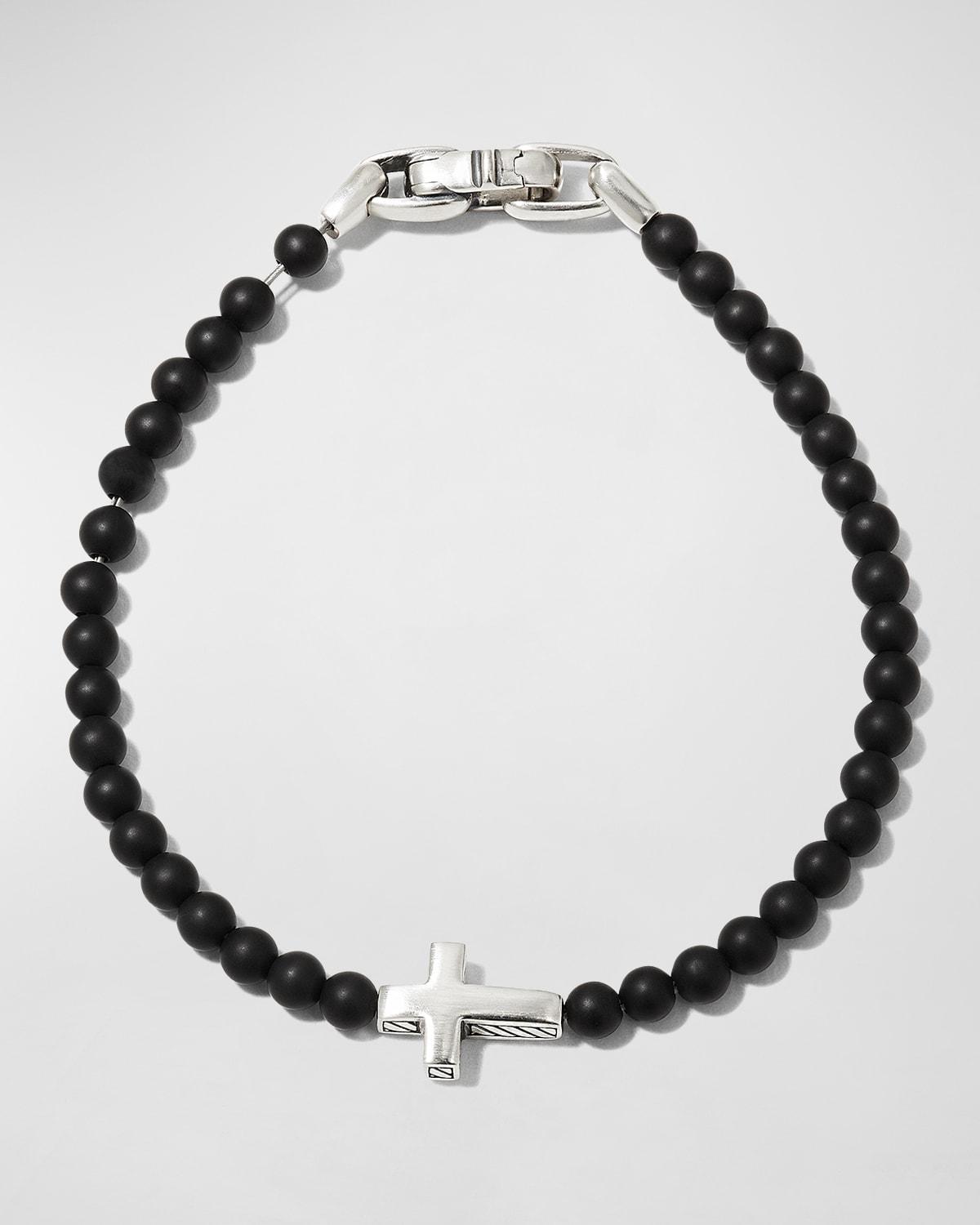 Mens Spiritual Beads Cross Station Bracelet Product Image