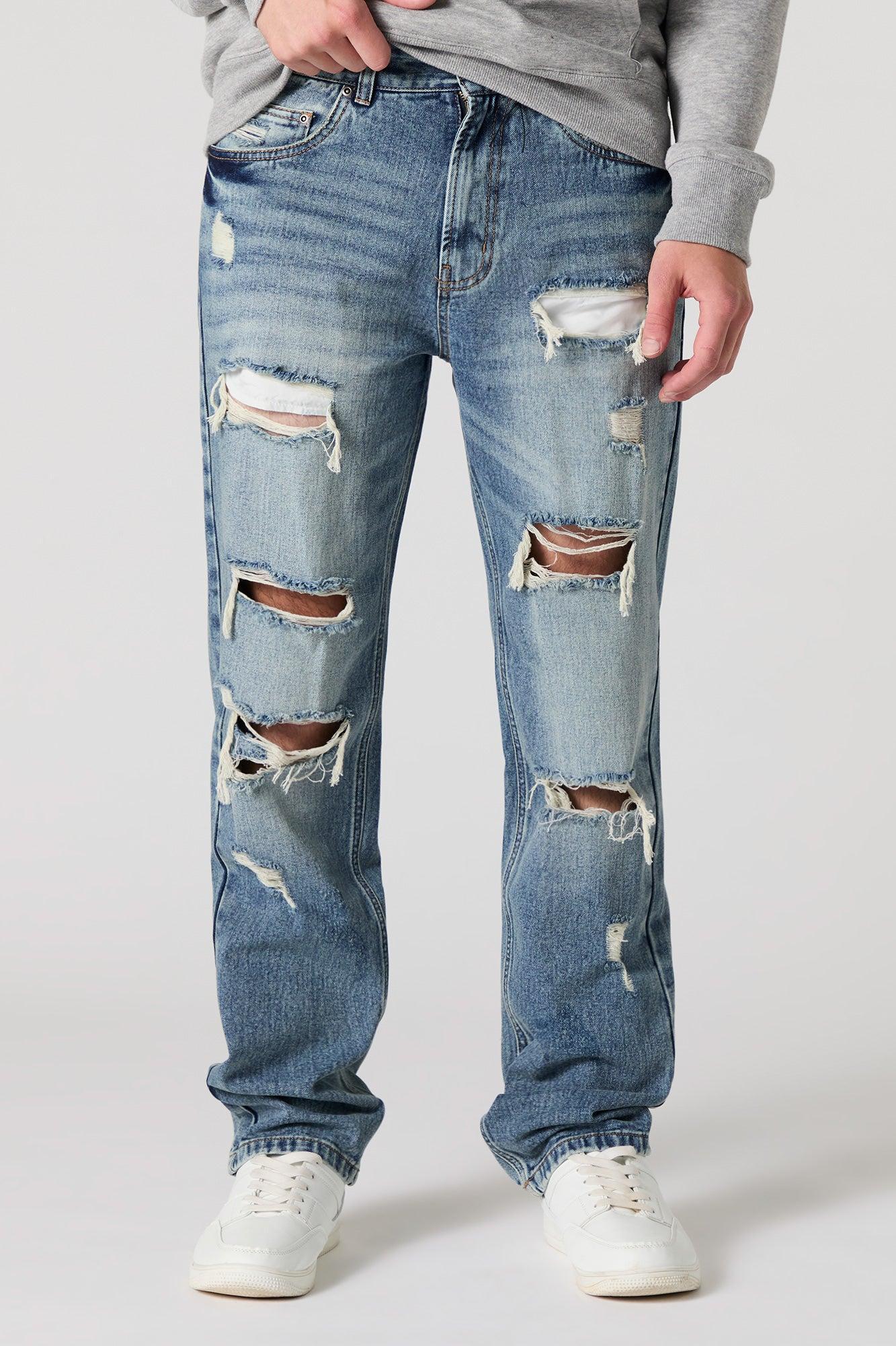 Heavy Distressed Straight Leg Jean Male Product Image