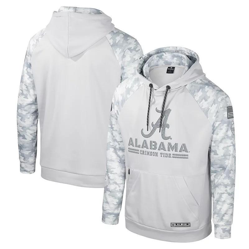 Mens Colosseum Gray Alabama Crimson Tide OHT Military Appreciation Ice Raglan Pullover Hoodie Product Image