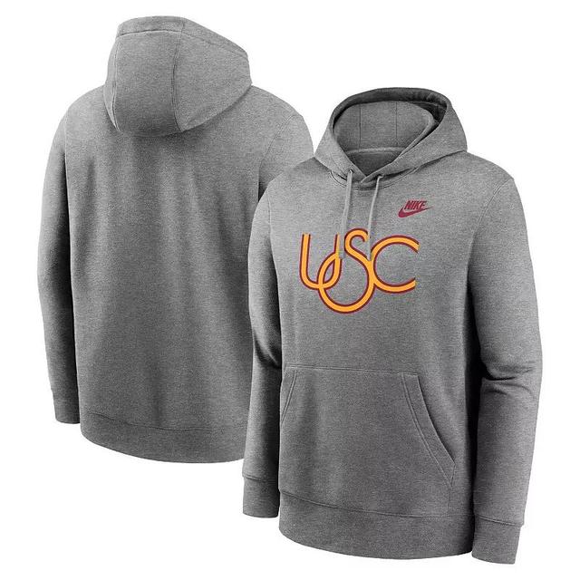 Mens Nike Heather Gray USC Trojans Legacy Logo Club Fleece Pullover Hoodie Product Image