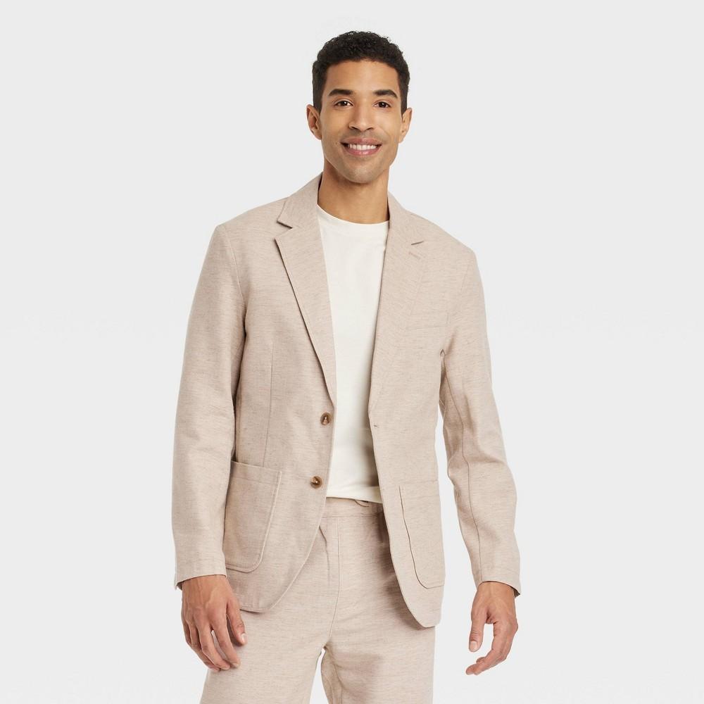 Mens Big & Tall Linen Blend Blazer - Goodfellow & Co Light Taupe MT Product Image