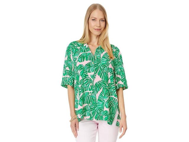 Lilly Pulitzer Franki Shirt Coverup (Conch Shell Pink Lets Go Bananas) Women's Clothing Product Image