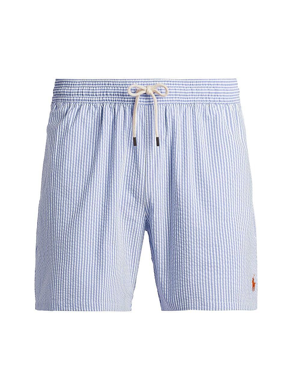 Mens Striped Cotton Swim Shorts Product Image