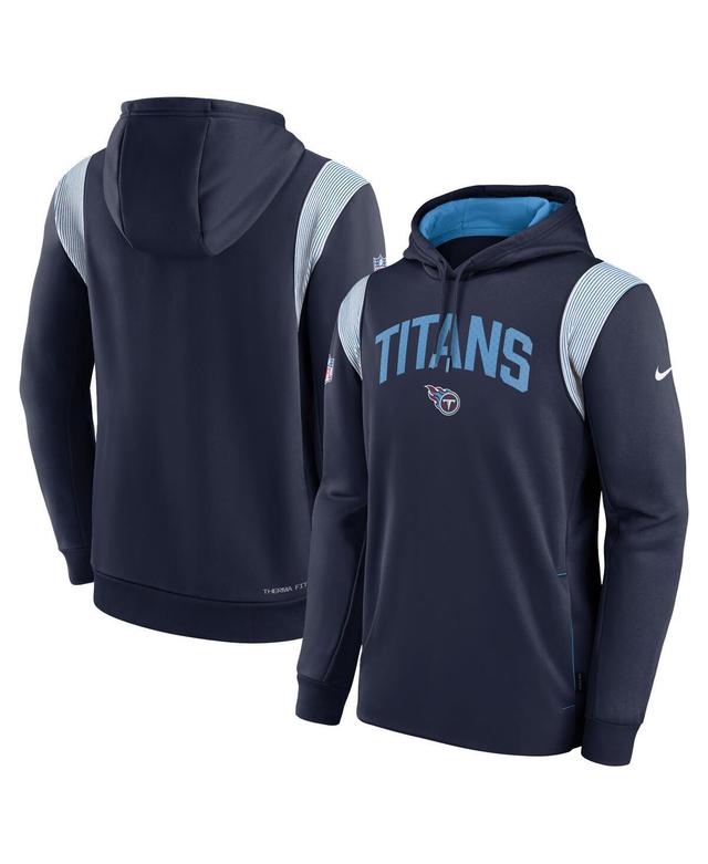 Mens Nike Navy Tennessee Titans Sideline Athletic Stack Performance Pullover Hoodie Product Image