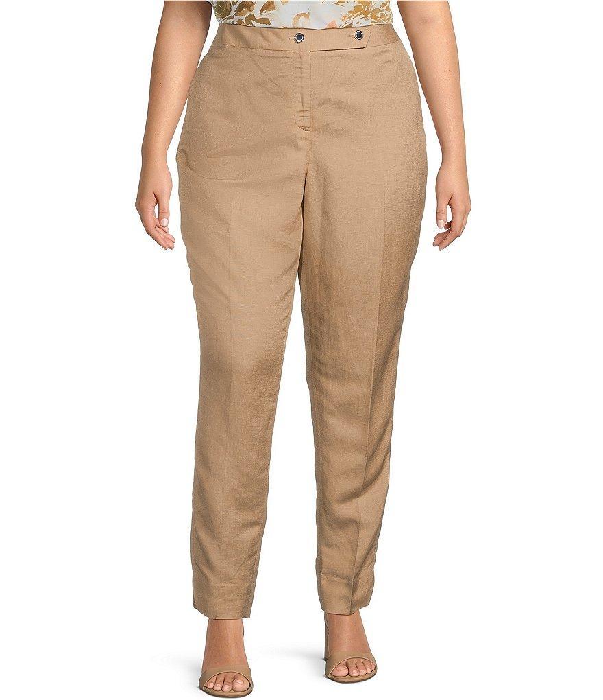 Calvin Klein Plus Size Linen Blend Slim-Leg Ankle Pants Product Image