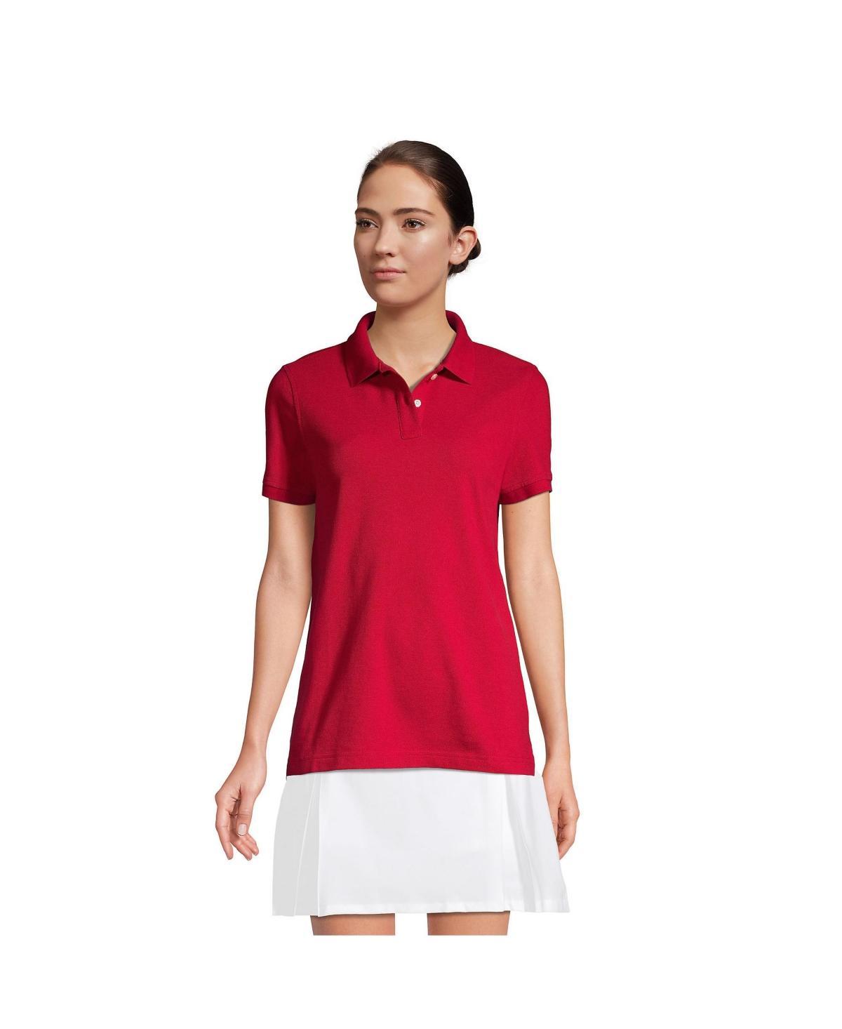 Womens Lands End School Uniform Short Sleeve Mesh Polo Shirt Blue Product Image