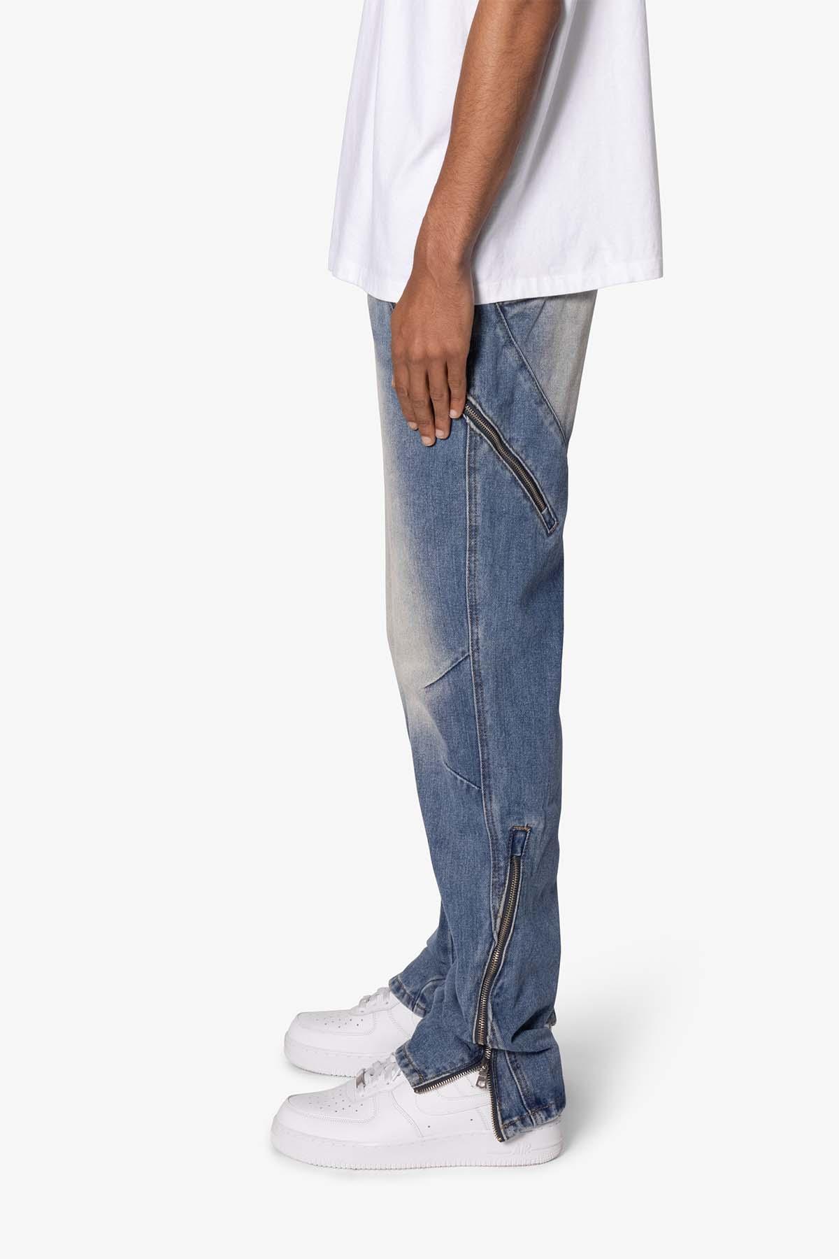 V628 Baggy Zipper Denim - Blue Product Image