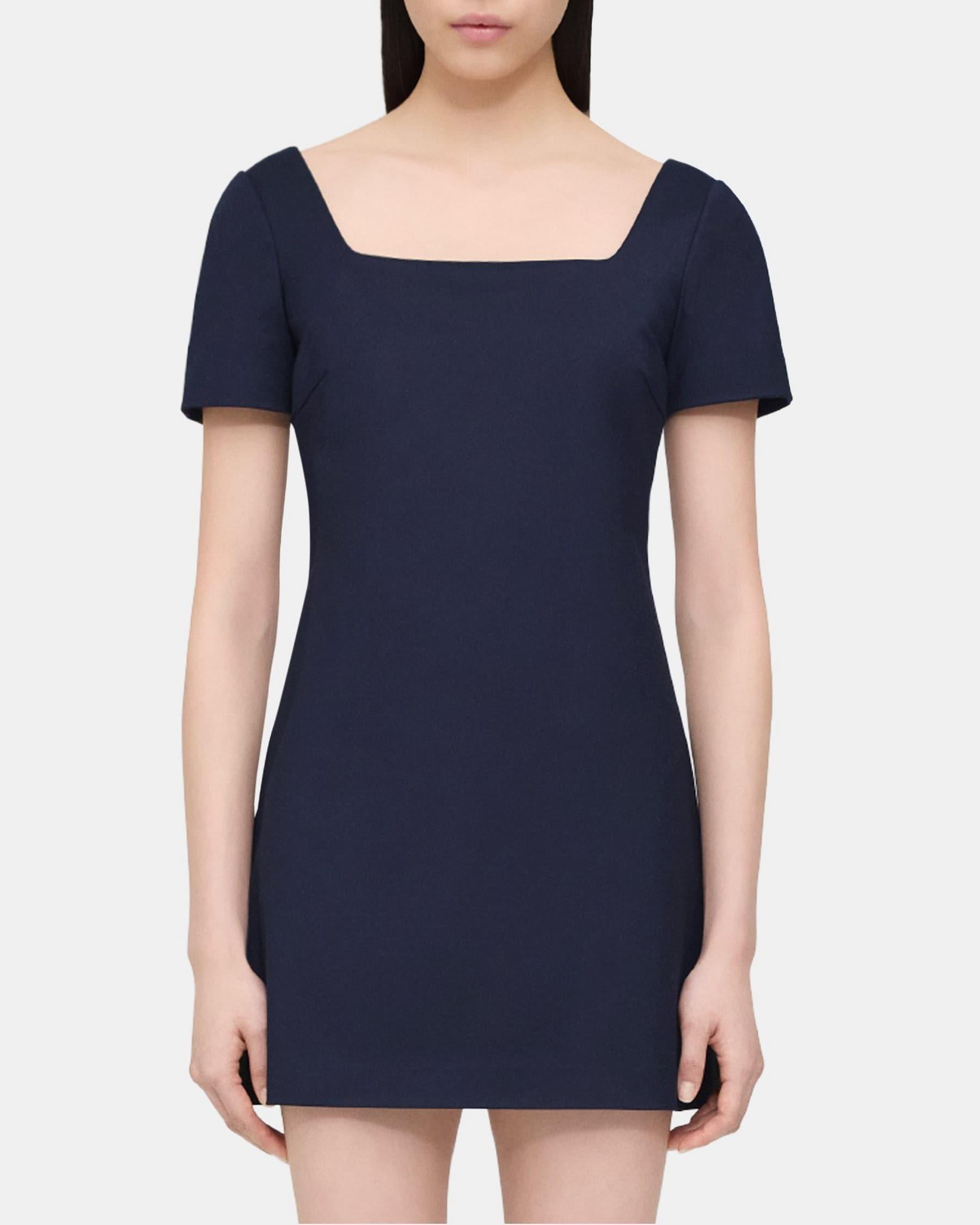 Square Neck Mini Dress in Cotton-Blend Product Image