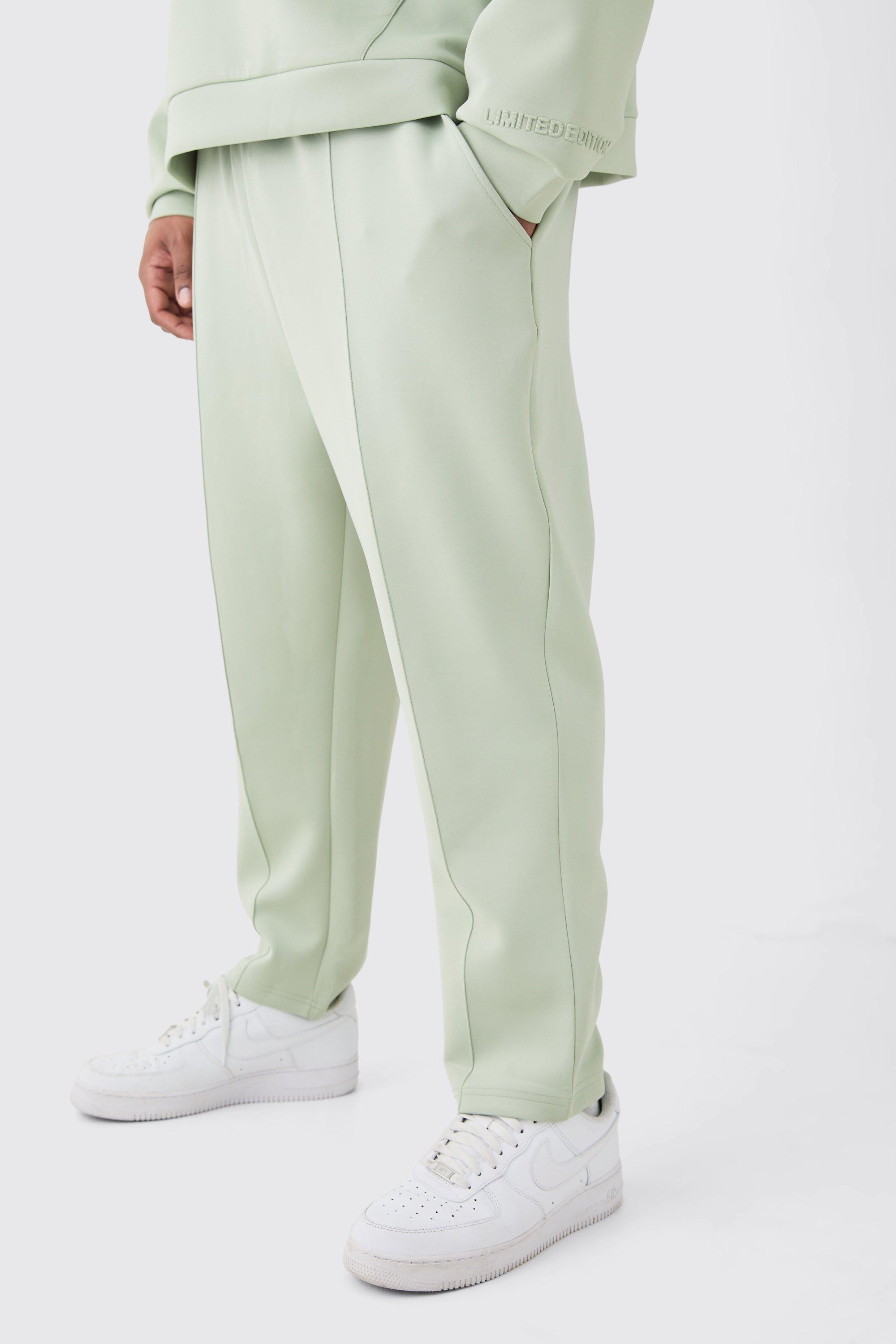 Mens Green Plus Slim Tapered Cropped Scuba Jogger, Green Product Image