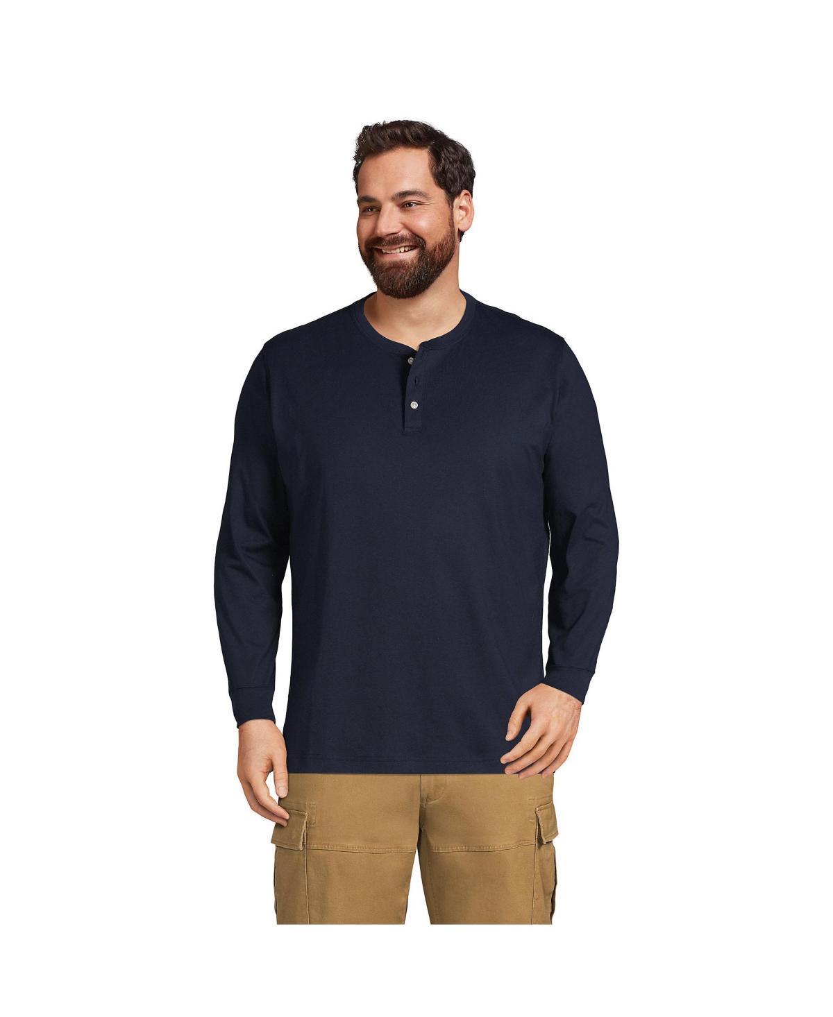 Big & Tall Lands End Super-T Classic-Fit Henley, Mens Gray Grey Product Image