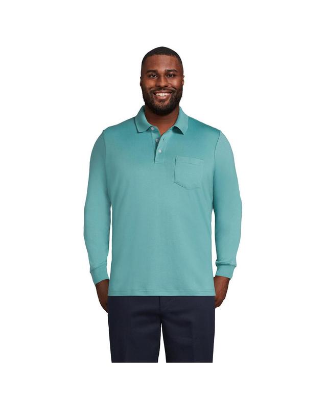 Big & Tall Lands End Super Soft Relaxed-Fit Supima Pocket Polo, Mens Black Product Image