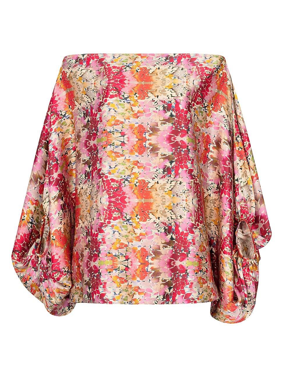 Womens Bellagio Floral Stretch-Silk Off-The-Shoulder Blouse Product Image