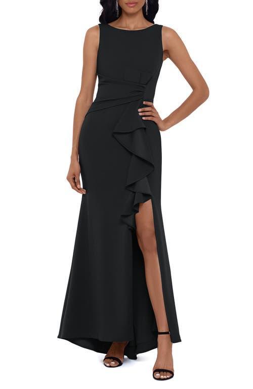 Betsy & Adam Ruffle Bow Trumpet Gown Product Image