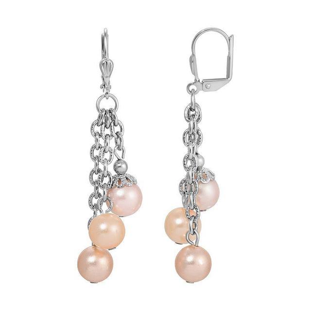 1928 Silver Tone Multi Color Simulated Pearl Leverback Earrings, Womens Product Image