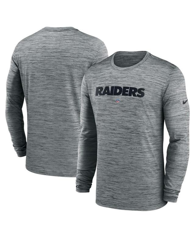 Mens Nike Heather Gray Las Vegas Raiders Sideline Team Velocity Performance Long Sleeve T-shirt Product Image