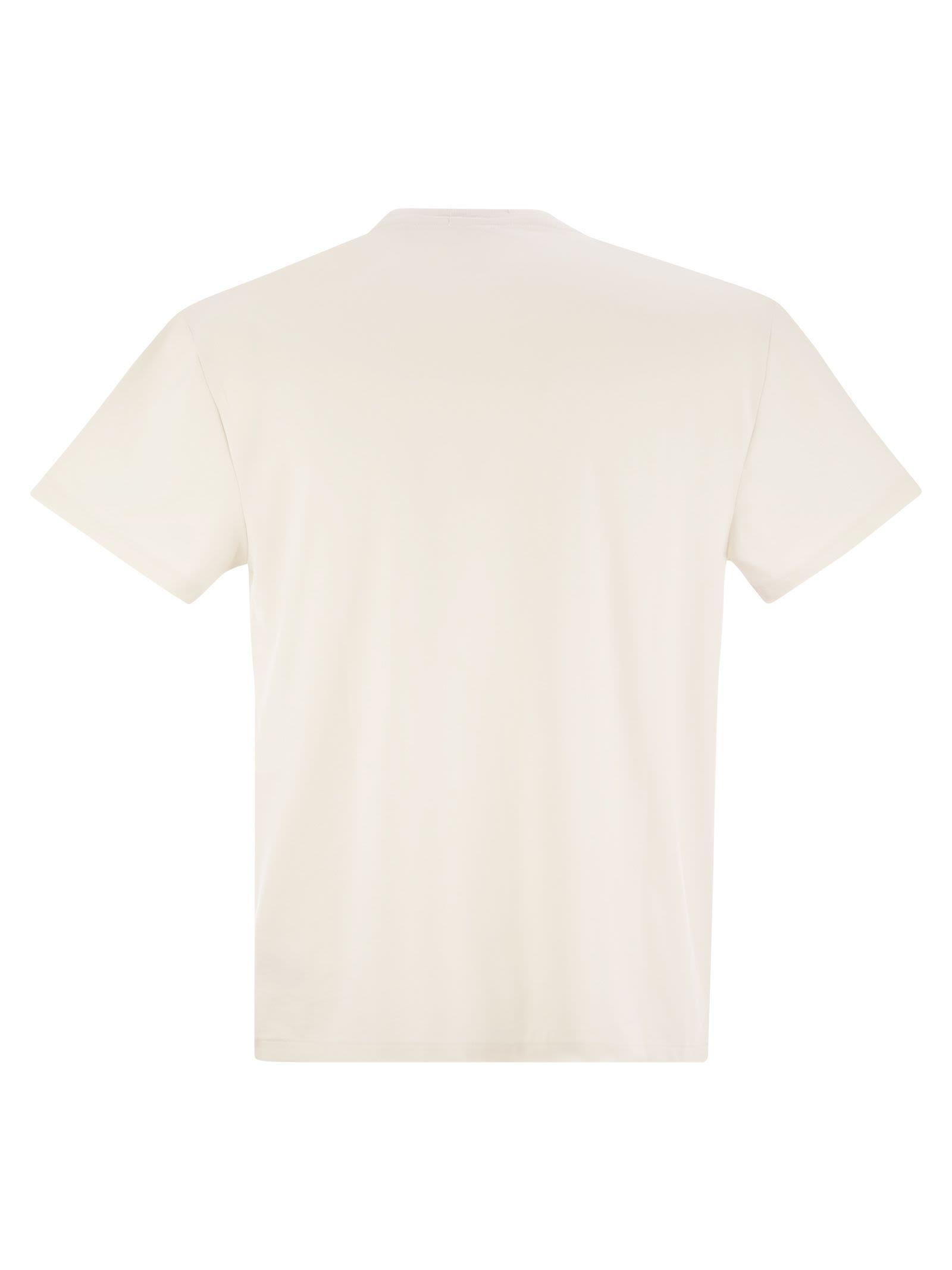 Jersey T-shirt With Classic-fit Logo In Beige Product Image