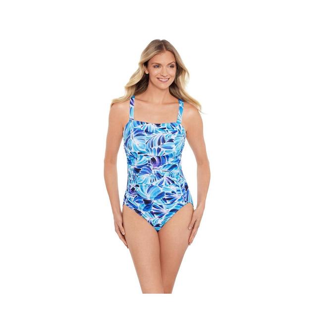 ShapeSolver by Penbrooke Womens ShapeSolver Shirred Front Panel One-Piece Swimsuit Product Image