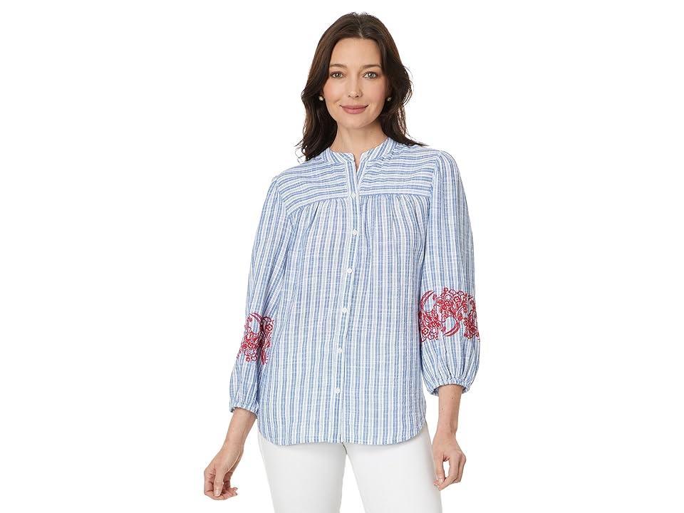 Women's Striped Embroidered Tunic Top Product Image