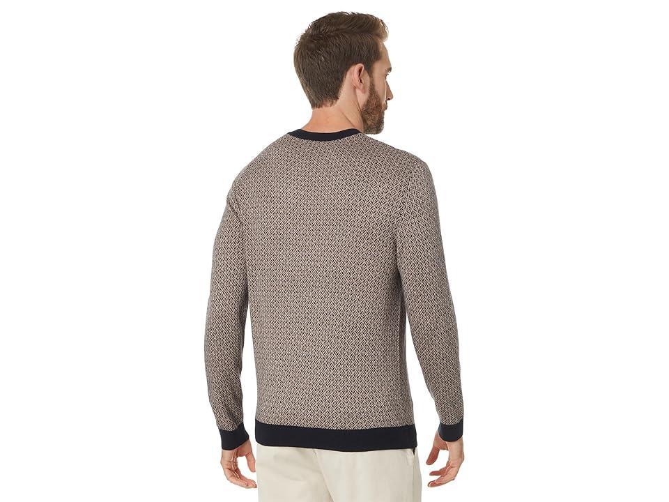 Armani Exchange Micro Print Cotton Viscose Silk Sweater (Navy Diagonal Grid) Men's Sweater Product Image