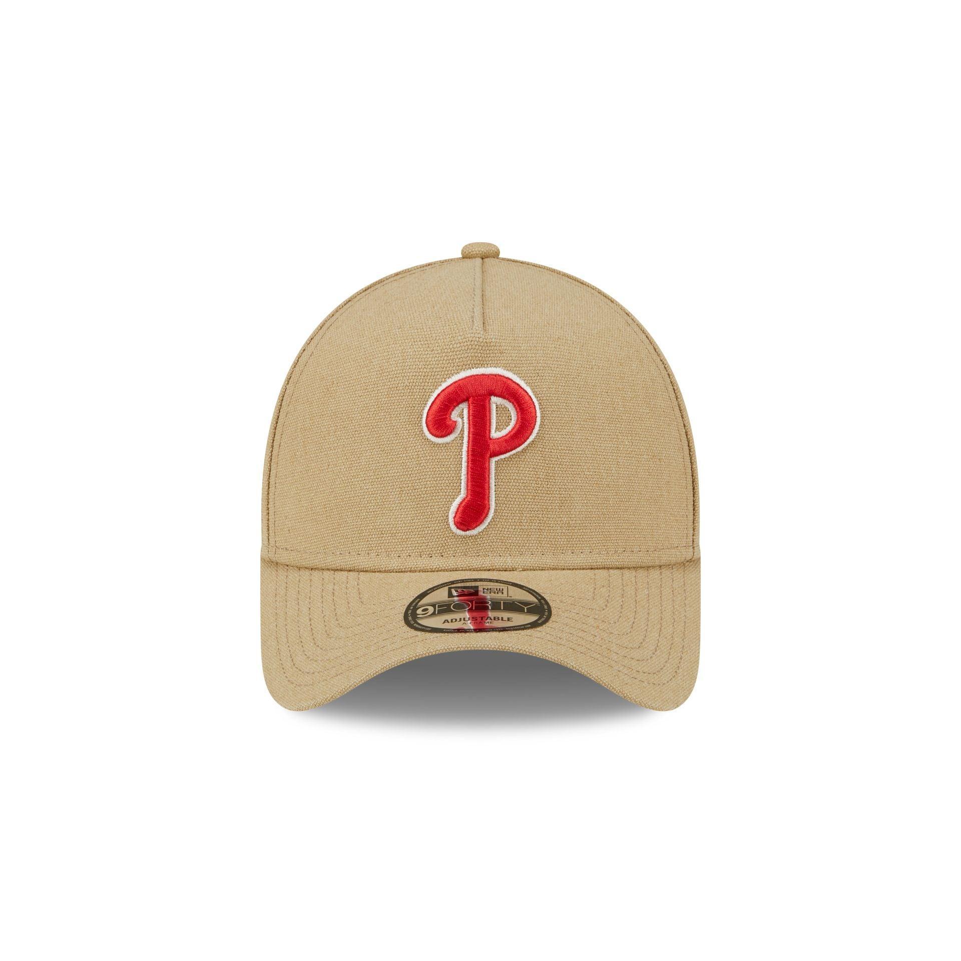 Philadelphia Phillies Logo Essentials Khaki 9FORTY A-Frame Snapback Hat Male Product Image