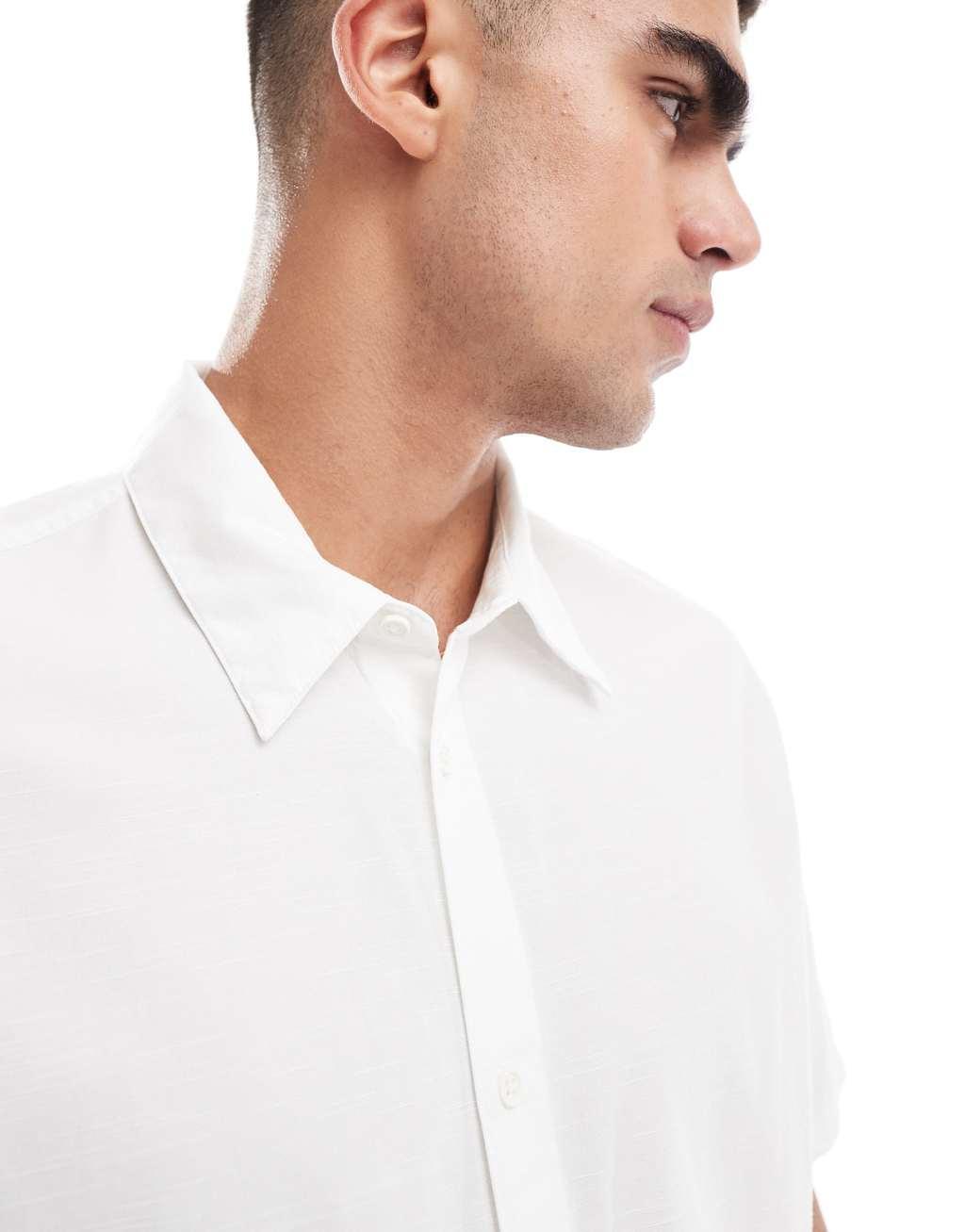 Bershka linen look shirt in white - part of a set Product Image